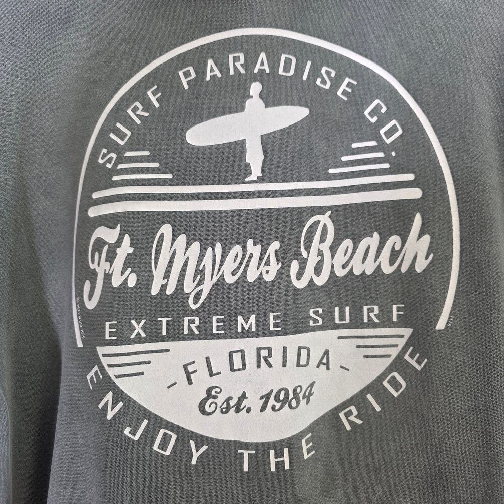 US Vintage Ft Myers Beach Surf Paradise Hoodie Medium Washed Slate Blue Travel - Picture 4 of 8